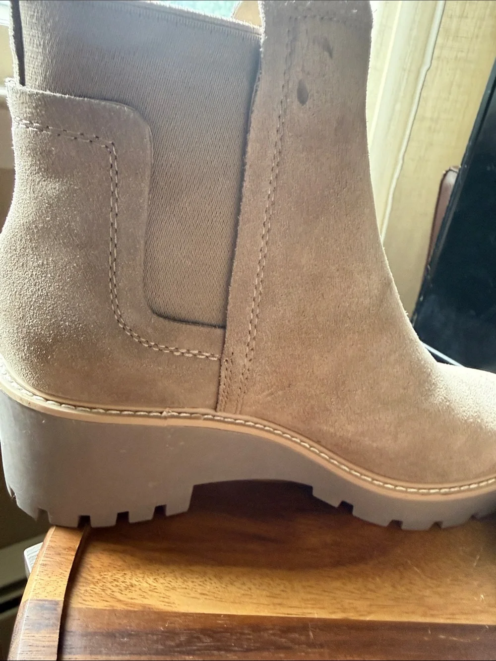 Dolce Vita Taupe Suede Lug Sole Chelsea Bootie